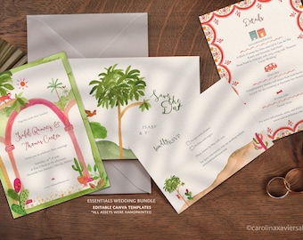 Mexico Wedding Invitation Suite | Editable Canva Template Essentials Bundle