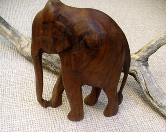Fair Trade Hand Carved Made Wooden Wood Indonesian Animal Wild Elephant Statue