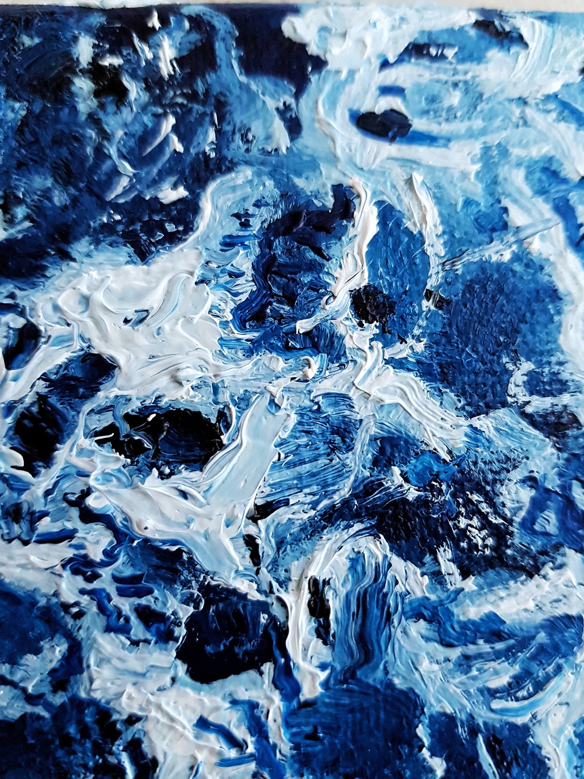 Original Oil Painting, Small Canvas, Water and Foam Painting, Seascape