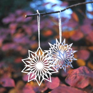 8 décorations étoiles géométriques argentées pour une décoration alternative pour sapin de Noël, bouquet ou plante d'intérieur, boule de Noël de style scandinave