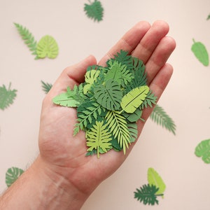 Groene tropische bladeren Confetti Jungle bladeren Wild One Party decor Groen Botanisch tafelverstrooiing