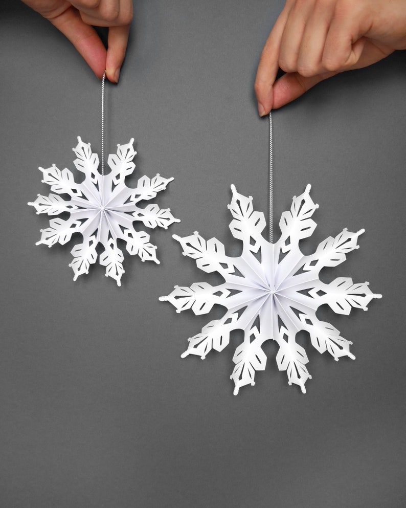 Origami Snowflake Ornament Set Ecofriendly 3D Hanging Etsy