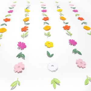 Wildflower Garland for First Birthday Party, Baby in Bloom bunting, Summer Window Display, colourful wedding backdrop