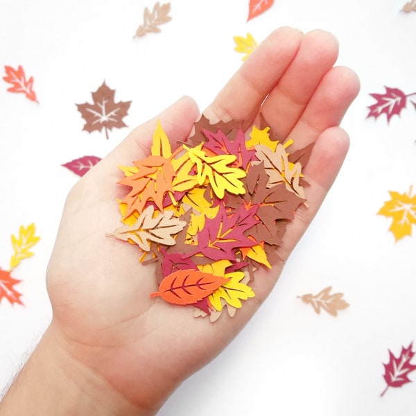 Autumn Leaves Confetti for table scatter, scrapbook, bullet journal, wedding, party, fall Thanksgiving celebration, eco friendly card stock