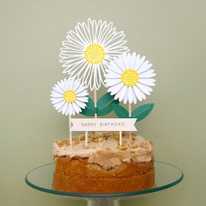 Topper per torta con margherite per la festa della mamma Decorazione per torta Flower Power Festa di compleanno retrò anni '70 Topper per cupcake pasquale Decorazione per torta primaverile