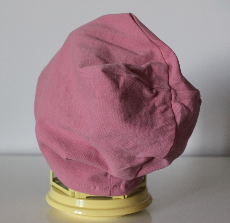 Newborn Baby Toddler Kids Girls Teens Adult Women Reversible Purple and Pink Floral Print with Solid Pink Slouchy Beanie Hat