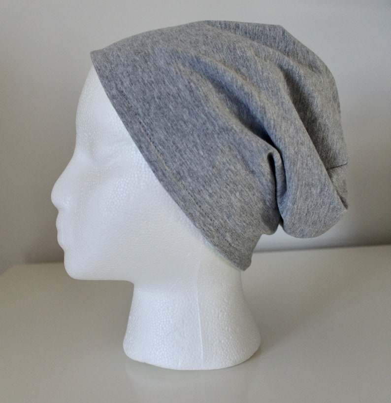 Men Woman Teen Kid Toddler Baby Girl Boy Unisex Reversible Rainbow Tie-Dye Print with Heathered Grey Slouchy Beanie Hat