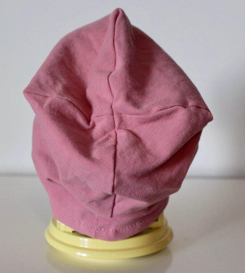 Newborn Baby Toddler Kids Girls Teens Adult Women Reversible Purple and Pink Floral Print with Solid Pink Slouchy Beanie Hat