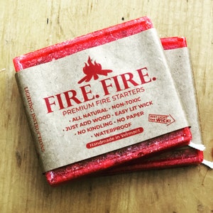 All Natural Fire Starters: Handmade in USA, Waterproof Easy-Light Wick