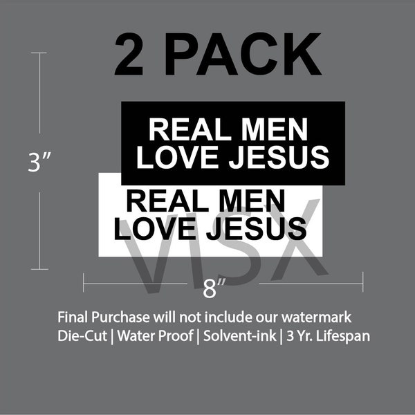2 Pack Real men love Jesus Oval Bumper Sticker Interior or Exterior JDM Prank Weatherproof Joke Funny Meme Decor Car tailgate Christ god