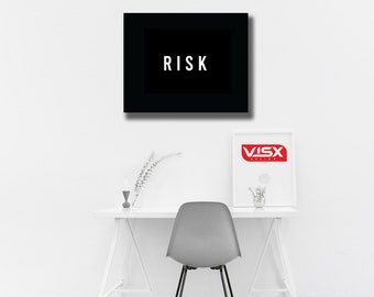 RISK art definition word bold Motivational Canvas or Poster Print JDM Hustle Grind Stay Humble quote success inspiration home office