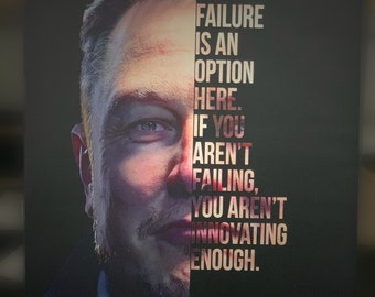 Elon Musk RISK Success Facts Motivational Canvas or  Poster Print Ingredients JDM Hustle Grind Stay Humble Home office Decor Failure