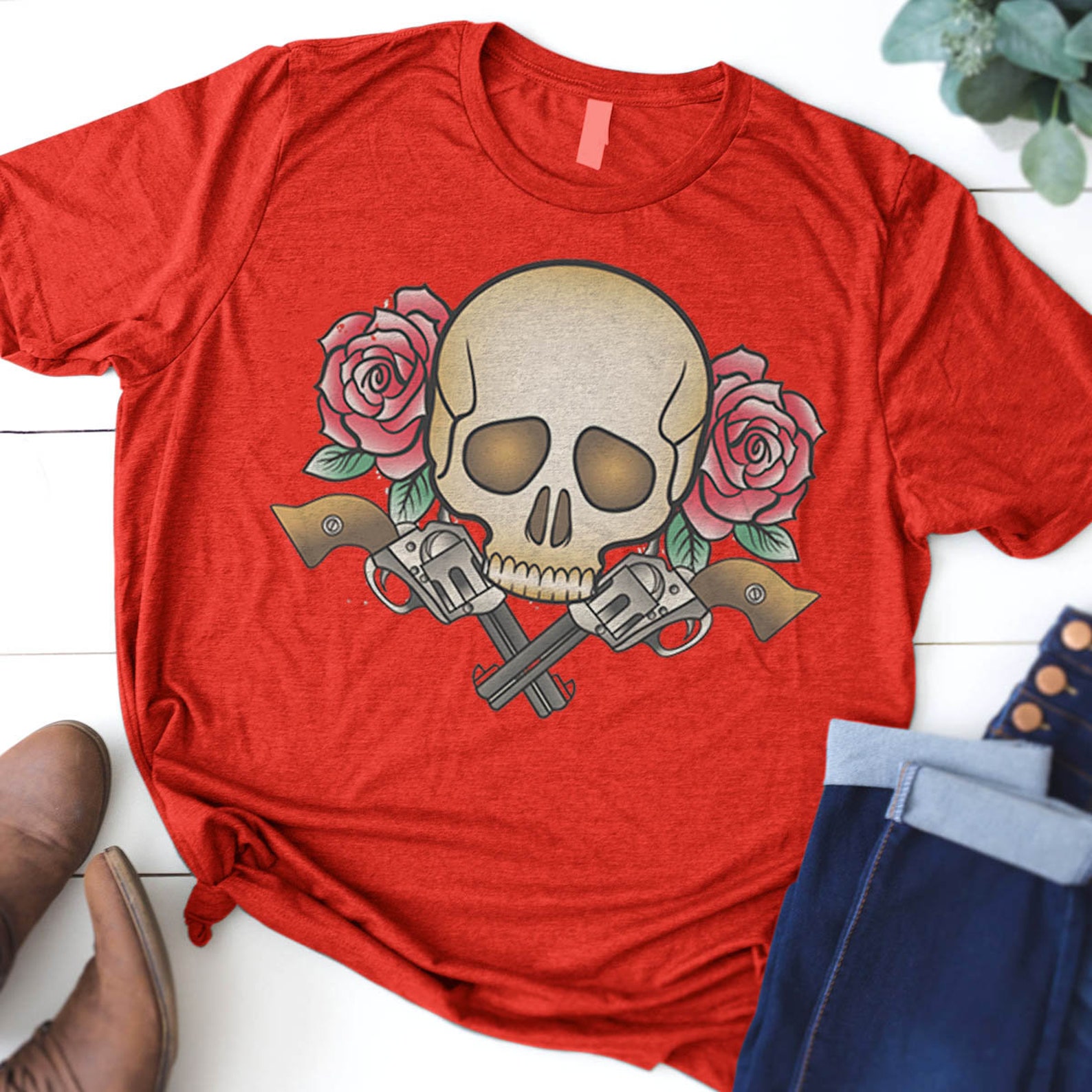 Double Pistol Skull Skeleton Barrel Tshirt Tee Rights Splatter - Etsy