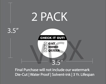 2 pack Gay Checklist Bumper Sticker Interior or Exterior JDM Prank LGBTQ Homo Fag Funny Meme Tailgater Queer 2 Rainbow