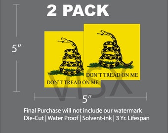 Don't Tread on ME snake Bumper Sticker Interior or Exterior JDM Prank Weatherproof NRA Guns Right Amendment Gadsden (2pack)