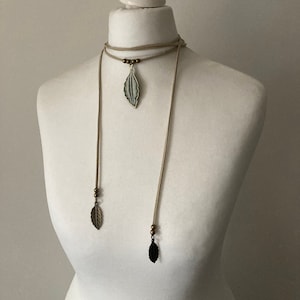 Suede Wrap Boho Necklace, Antique Bronze Necklace, Suede Choker