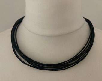 Waxed Cotton Multicord Necklace, Adjustable Antique Bronze Clasp, Minimalist Boho Base