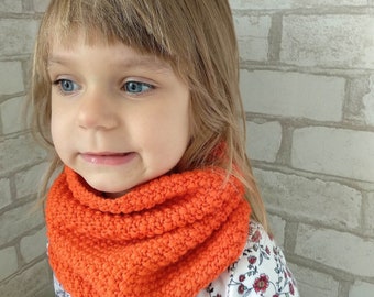 Hand Knitted Kids Wool Scarf, Toddler Girl Snood Baby Neck Warmer Winter Boy Scarf, Wool Knitted Snood, Warm Kids Scarf, Kids Infinity Scarf