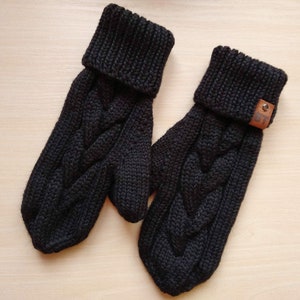 Merino Wool Kids Mittens, Hand Knit Toddlers Mittens, Black Goth Mittens, Warm children Mittens, Mens Mittens, Womens Mittens