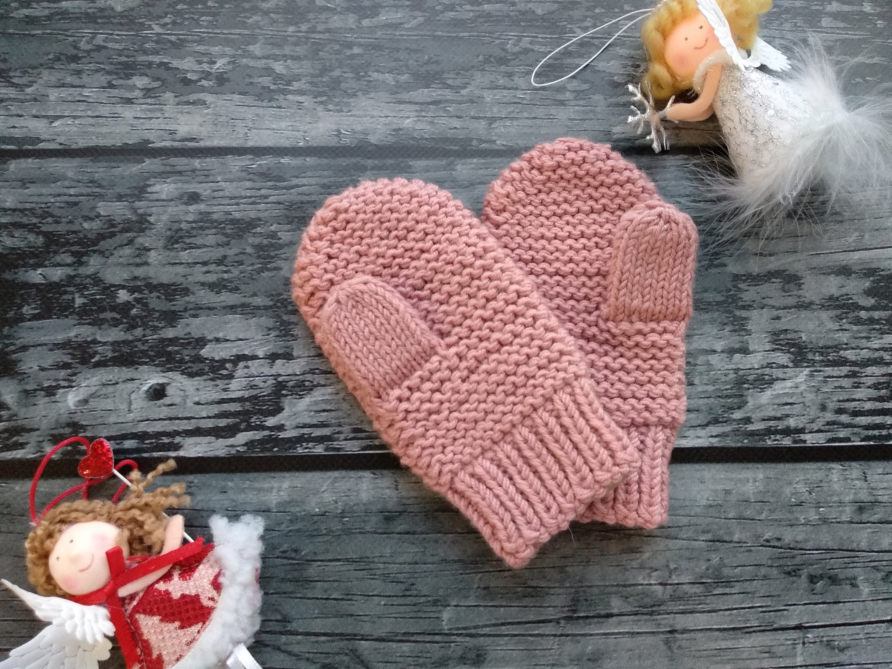 Merino Wool Kids Mittens Knitted Girls Mittens Rose Girls Etsy