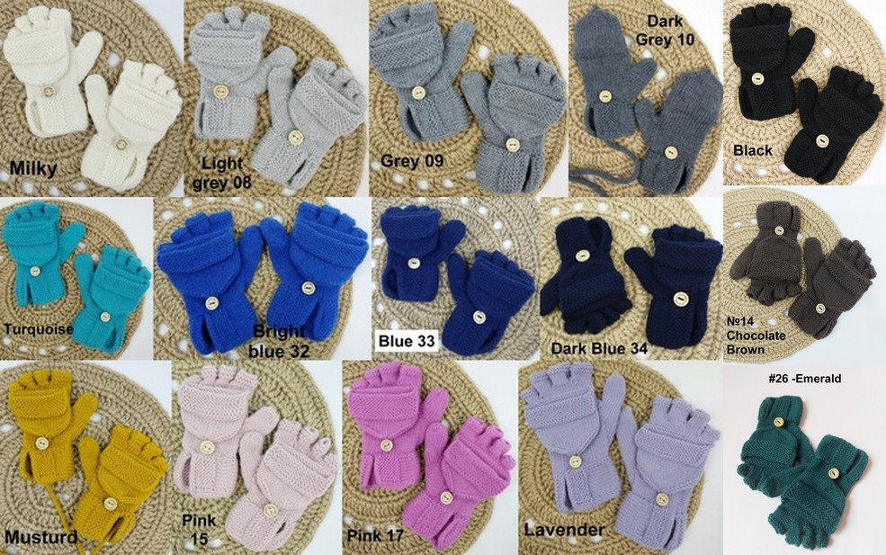 Buy Childrens Flip Top Open Finger Gloves/mittens, Merino Wool