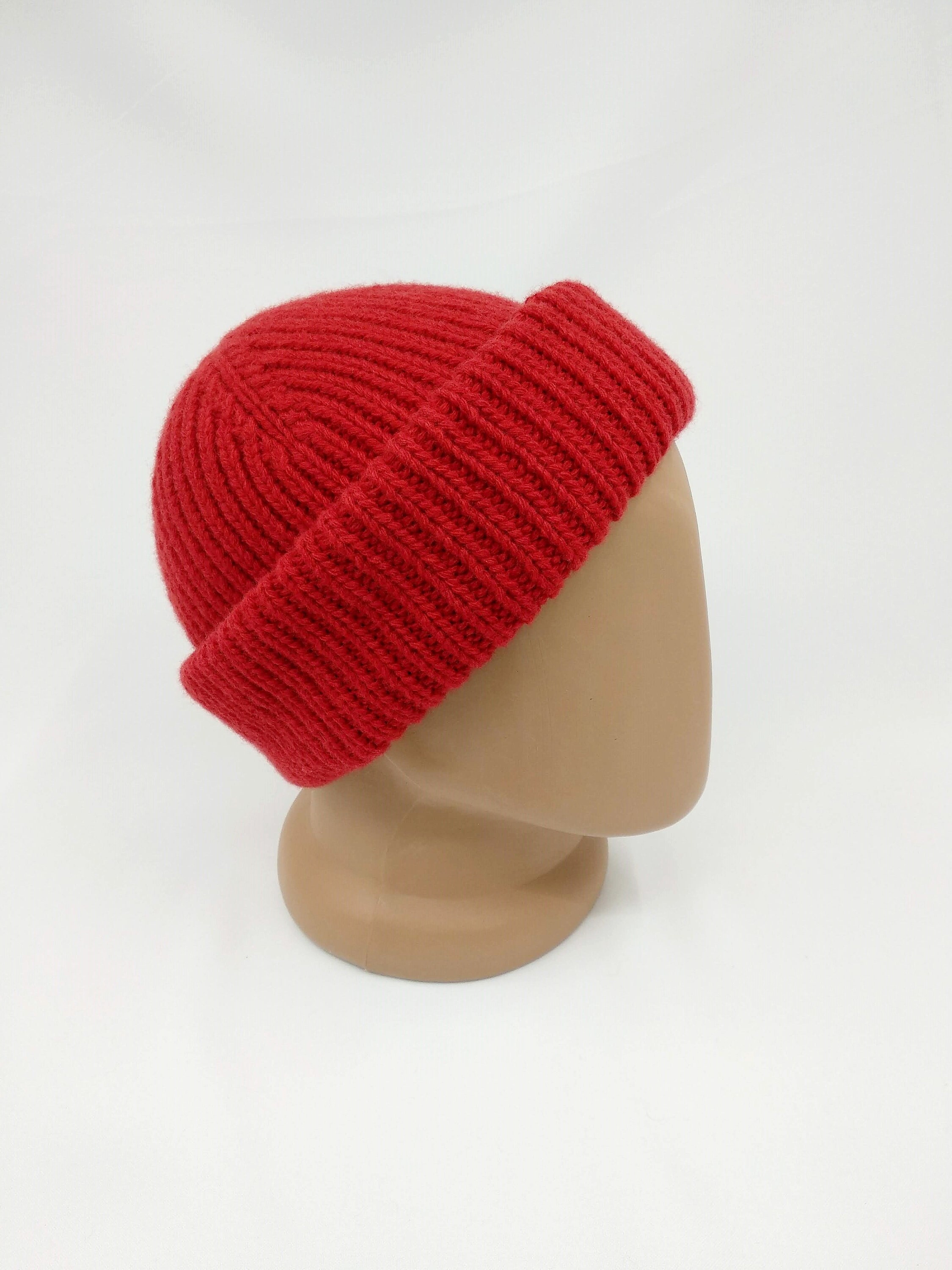 帽子 VALLAD BEANIE CAP BLK/RED Classic RORO Cuffed Beanie / Hat - Black / Red, Made in USA