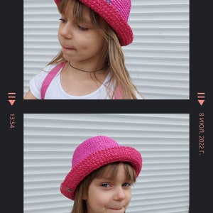 Custom kids straw bucket hat, Crochet Kids Bucket hat, Boys Sun hat, girls beach hat, Summer bucket hat, Knit bucket hat, ukrainian artists image 4