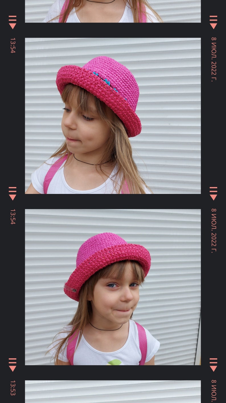 Custom kids straw bucket hat, Crochet Kids Bucket hat, Boys Sun hat, girls beach hat, Summer bucket hat, Knit bucket hat, ukrainian artists image 4