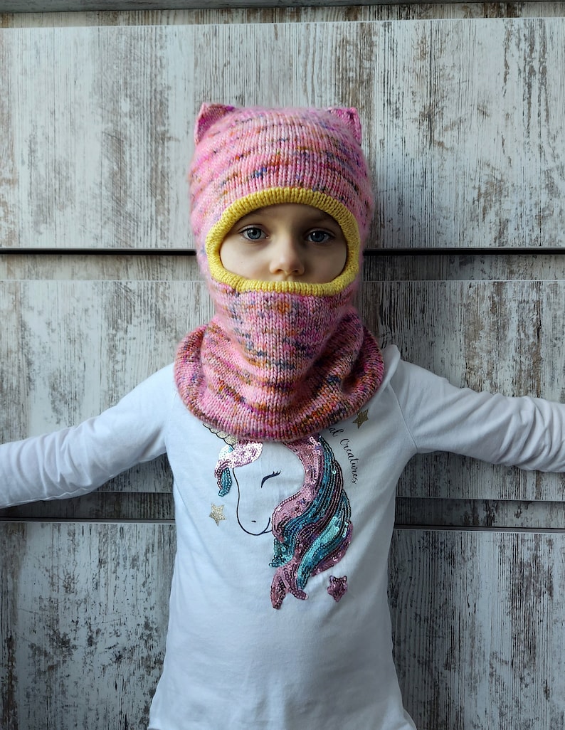 Kids Balaclava Face Mask, Cat Ears Balaclava, Wool Kids Balaclava, Warm