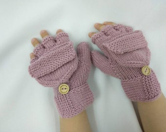Buy Childrens Flip Top Open Finger Gloves/mittens, Merino Wool