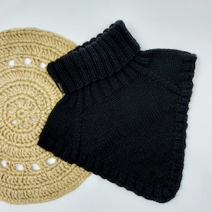 Knitted Black Baby Neck Warmer, Turtleneck Toddler Boy Scarf, Turtleneck Toddler Girl Scarf, Merino Wool Kids Neck Warmer, Child Neck Gaiter