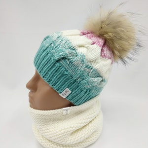 Warm Winter Toddler Girls Hat & Scarf Set, Knit Merino Wool Set for girl, Warm Infinyty Snood for GIrl, Girls Knit Multicolour Hat