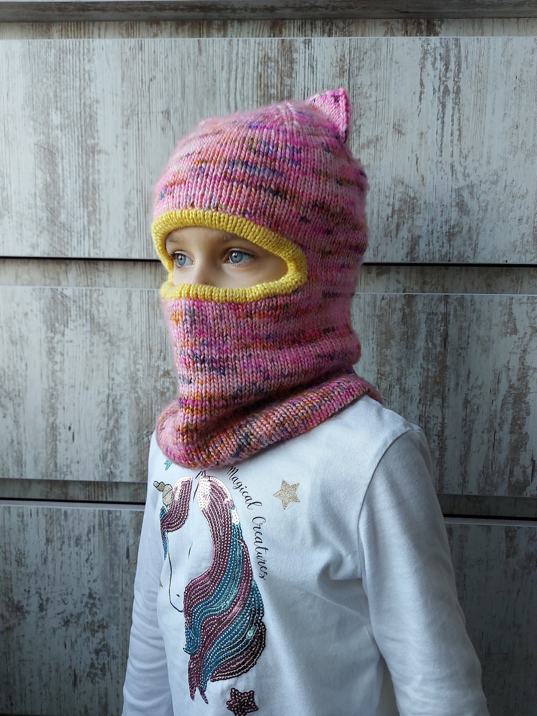 Kids Balaclava Face Mask, Cat Ears Balaclava, Wool Kids Balaclava, Warm