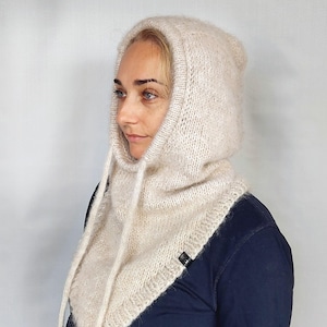 US Stock Knitted Women Alpaca Hood, Cowl hood, Winter Hood Scarf, Fluffy hood, Balaclava for women, fluffy knit hood