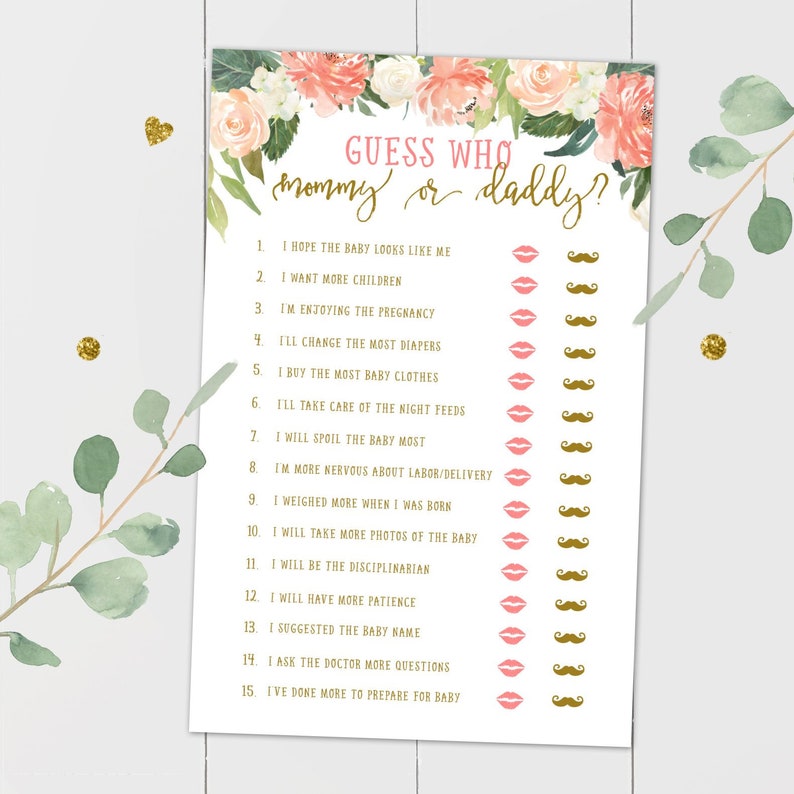Wager Who Mommy Or Daddy Little one Shower Video game, Wager Who Printable Sport, Mommy Or Daddy, Wager Who Shower Sport, Peach Product Floral Gold, PDF image about Guess Who Printable titled Wager Who Mommy Or Daddy Child Shower Video game, Bet Who Printable Match, Mommy Or Daddy, Wager Who Shower Match, Peach Product Floral Gold, PDF