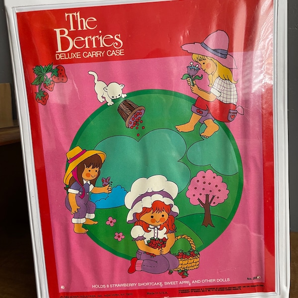 The Berries Deluxe Carry Case - Storage for 5 inch dolls - Vintage Strawberry Shortcake