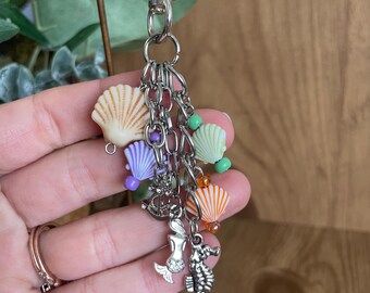 Beachy Ocean Shell Pearl - Purse Charm / Bag Charm / Keychain
