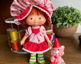 Strawberry Shortcake Party Pleaser mit Custard Haustier- Vintage Erdbeer-Shortcake - Kenner 1980er Jahre