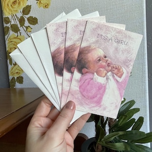 Vintage babymeisje aankondigingen - Amerikaanse groeten 1972 - Set van 3