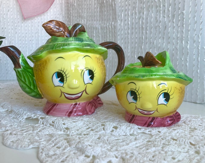 Vintage Lemon Teapot Set PY Japan Lemonhead Anthropomorphic Tea Set Etsy