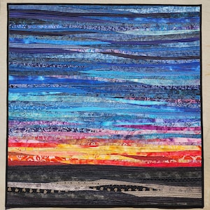 Sunrise Landscape Art Quilt: Batik Wall Hanging (43x41.5)