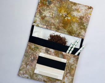Handmade Tobacco Pouch | Ice Dyed Light Brown Tobacco Storage Cover
