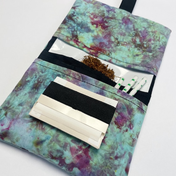 tobacco baccy Handmade Purple Blue Green Ice Dye Tobacco Pouch