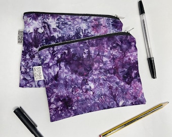 Handmade Ice Dye Zip Pouch: Purple Pencil Case