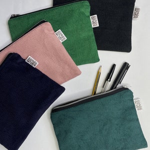 Handmade Corduroy Zip Pouch | Cord Pencil Case Make-up Pouch