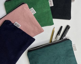 Handmade Corduroy Zip Pouch | Cord Pencil Case Make-up Pouch