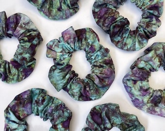 Purple Blue Ice Dye Handmade Cotton Scrunchies
