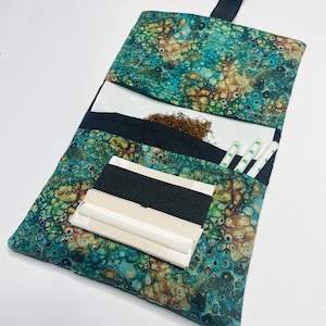 Handmade Tobacco Pouch | Turquoise Marble Print Tobacco Storage Cover