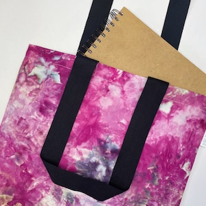 Pink Ice Dye Handmade Tote Bag | Re-useable Cotton Ice Tie Dye Bag