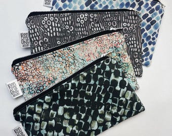 Handmade Zip Pouch | Small Printed Pencil Case Coin Purse Print Make-up Pouch